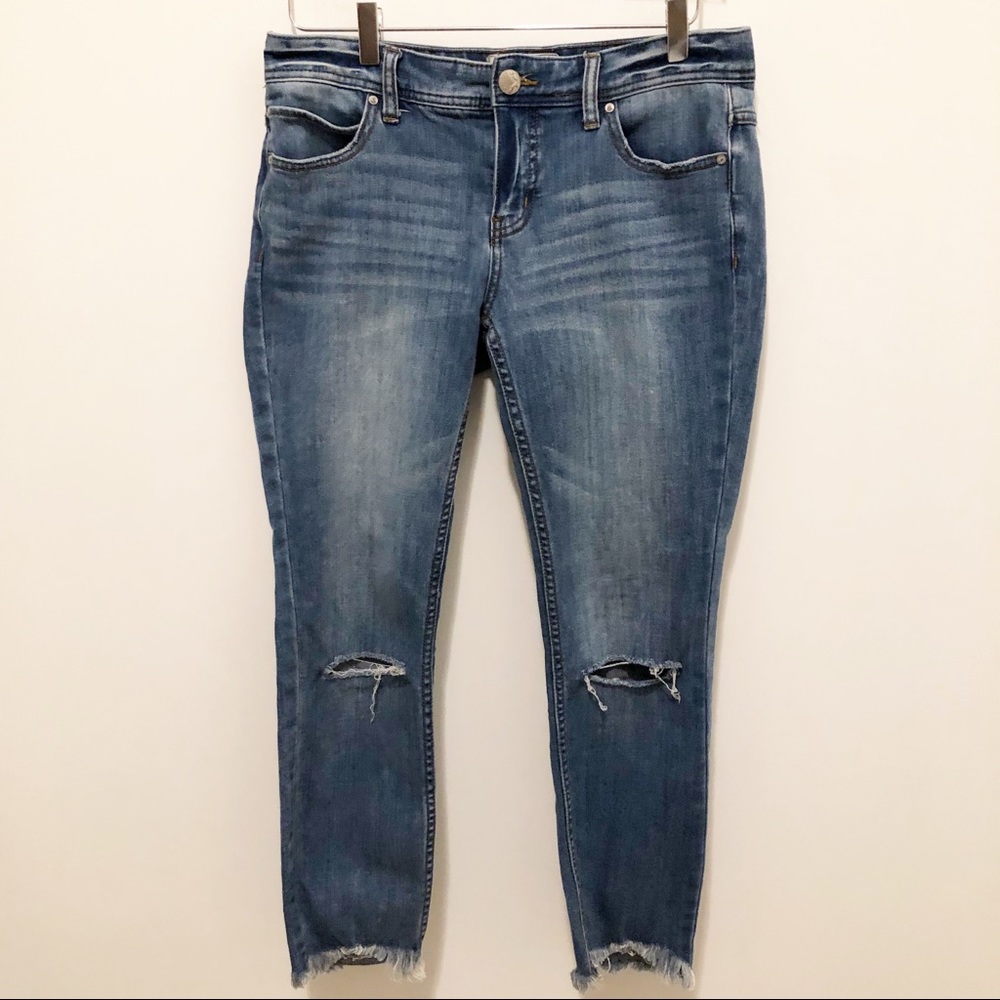 Free People Frayed Hem Skinny Jeans